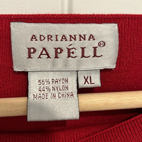 Adrianna Papell Red Sweater with Black Tie Belt Size XL - Picture 3 of 4